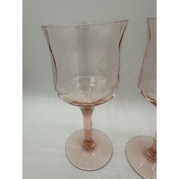 Set Of 3 Wine Glasses! Vintage Elegant Depression glass: PINK Rare Find! 7” - Picture 6 of 6